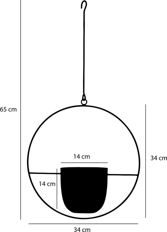Mica Decorations Plantenpot - IJzer - industrieel zwart - L34 x W14 x H65 cm - Bloempot