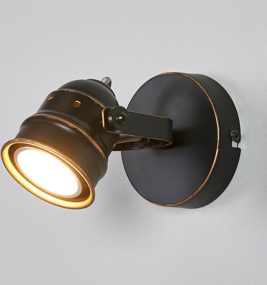 Lindby - wandlamp - 1licht - metaal - H: 9.5 cm - GU10 - zwart, goud