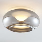 Lucande - LED plafondlamp - 1licht - glas, metaal - H: 19.5 cm - rookgrijs, chroom - Inclusief lichtbron