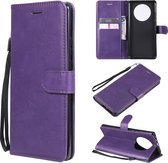 Voor Huawei Mate 40 Pro Effen Kleur Horizontale Flip Beschermende Leren Case met Houder & Kaartsleuven & Portemonnee & Fotolijst & Lanyard (Paars)