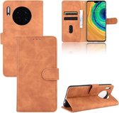 Voor Huawei Mate 30 Effen Kleur Huid Voel Magnetische Gesp Horizontale Flip Kalf Textuur PU Lederen Case met Houder & Kaartsleuven & Portemonnee (Bruin)