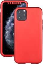 Schokbestendige pc-beschermhoes met volledige dekking en gehard glasfolie voor iPhone 12/12 Pro (rood)