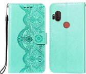 Voor Motorola Moto One Hyper Flower Vine Embossing Pattern Horizontale Flip Leather Case met Card Slot & Holder & Wallet & Lanyard (Green)