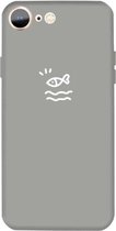 Voor iPhone SE 2020/8/7 Small Fish Pattern Colorful Frosted TPU telefoon beschermhoes (grijs)