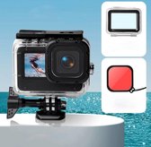 Waterdichte behuizing + Touch-achterkant + kleurenlensfilter voor GoPro HERO9 zwart (rood)