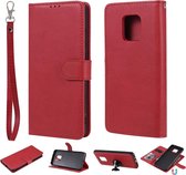 Voor Xiaomi Redmi 10X 5G / 10X Pro 5G 2 in 1 Afneembare PU lederen tas in effen kleur met kaartsleuven en magnetische houder & fotolijst en portemonnee & riem (rood)