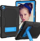 Voor Huawei MatePad T10 Contrast Kleur Robot Schokbestendig Siliconen + PC Beschermhoes met Houder (Zwart Blauw)