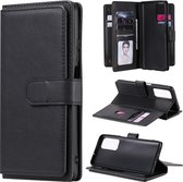 Voor Huawei Honor Play4 / Maimang 9 Multifunctionele Magnetische Koperen Gesp Horizontale Flip Effen Kleur Leren Case met 10 Kaartsleuven & Portemonnee & Houder & Fotolijst (Zwart)