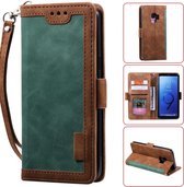 Voor Galaxy S9 Retro Splicing Horizontale Flip lederen tas met kaartsleuven & houder & portemonnee (groen)