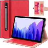 Voor Samsung Galaxy Tab S7 T870 (2020) Retro Textuur PU + TPU Horizontale Flip Leren Case met Houder & Kaartsleuven & Draagriem (Rood)