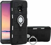 Voor Motorola Moto G6 EU / US versie 2 in 1 kubus pc + TPU beschermhoes met 360 graden draaien zilveren ringhouder (zwart)