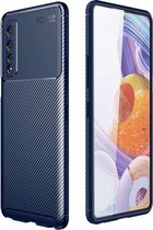 Voor LG Stylo 7 5G koolstofvezel textuur schokbestendig TPU-hoesje (blauw)