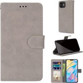 Retro Frosted Horizontale Flip PU lederen tas met houder & kaartsleuven & portemonnee & fotolijst voor iPhone 12 mini (grijs)