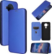 Voor Nokia 5.4 Carbon Fiber Texture Magnetische Horizontale Flip TPU + PC + PU Leather Case met Card Slot (Blue)