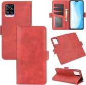 Voor Vivo S7 5G dubbelzijdige magnetische gesp horizontale flip lederen tas met houder & kaartsleuven en portemonnee (rood)
