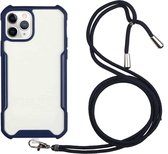 Acryl + kleur TPU schokbestendig hoesje met nekkoord voor iPhone 11 Pro Max (donkerblauw)