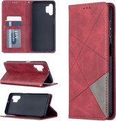 Voor Samsung Galaxy A32 5G prismatisch onzichtbaar magnetisch horizontaal flip lederen tas met houder & kaartsleuven en fotolijst (rood)