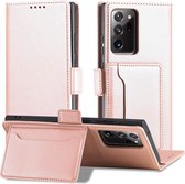 Voor Samsung Galaxy Note20 Ultra Sterk Magnetisme Vloeibaar Voel Horizontaal Flip Leren Case met Houder & Kaartsleuven & Portemonnee (Rose Goud)