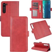 Voor Motorola Edge Dual-side magnetische gesp Horizontale flip lederen tas met houder & kaartsleuven & portemonnee (rood)