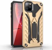 Voor iPhone 11 Pro Max schokbestendige TPU + pc-beschermhoes met houder (goud)