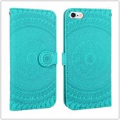 Voor iPhone 6s Plus Pressed Printing Pattern Horizontale Flip PU lederen tas, met houder & kaartsleuven & portemonnee & & lanyard (grasgroen)