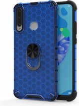 Voor Huawei Y6p 2020 schokbestendige honingraat pc + TPU ringhouder beschermhoes (blauw)