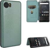 Voor BlackBerry Keyone Carbon Fiber Texture Magnetische Horizontale Flip TPU + PC + PU Leather Case met Card Slot (Groen)