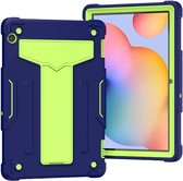 Voor Huawei MediaPad T5 T-vormige beugel Contrasterende kleur Schokbestendige pc + siliconen beschermhoes (marine + groen)