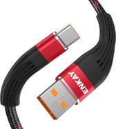 ENKAY ENK-CB101 Visnet Weven USB naar USB-C / Type-C Oplaadkabel voor gegevensoverdracht (rood)