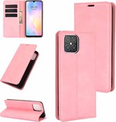 Voor Huawei nova 8 SE retro-skin zakelijke magnetische zuignap lederen tas met houder & kaartsleuven & portemonnee (roze)