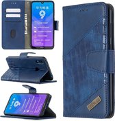 Voor Huawei Y7 (2019) Bijpassende kleur Krokodiltextuur Horizontale flip PU lederen hoes met houder & kaartsleuven & portemonnee (blauw)