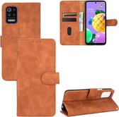 Voor LG K52 / K62 Effen Kleur Huidgevoel Magnetische Gesp Horizontale Flip Kalftextuur PU Lederen Case met Houder & Kaartsleuven & Portemonnee (Bruin)