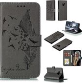 Veerpatroon Litchi Texture Horizontale Flip Leren Case met Portemonnee & Houder & Kaartsleuven voor Galaxy Note9 (Grijs)