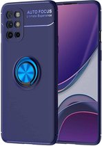 Voor OnePlus 8T metalen ringhouder 360 graden roterende TPU-hoes (blauw + blauw)