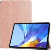 Voor Huawei Honor V6 / MatePad 10.4 inch Universeel Effen Kleur Anti-val Horizontaal Flip Tablet PC Leren Case met Tri-fold Beugel & Slaap / Wek-up (Rose Goud)