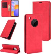 Voor Huawei Y9A / Enjoy 20 Plus 5G Retro-skin Business magnetische zuignap lederen tas met houder & kaartsleuven & portemonnee (rood)