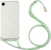 Schokbestendige ultradunne TPU + acryl beschermhoes met lanyard voor iPhone XR (lichtgroen)