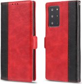 Voor Samsung Galaxy Note 20 Ultra Retro Textuur Contrast Kleur Splicing Horizontale Flip TPU + PU Leren Case met Kaartsleuven & Houder & Portemonnee (Rood)