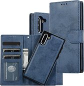 Voor Samsung Galaxy Note10 Retro 2 in 1 Afneembare Magnetische Horizontale Flip TPU + PU Leren Hoesje met Houder & Kaartsleuven & Fotolijst & Portemonnee (Donkerblauw)