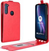 Voor Motorola One Fusion + R64 Texture enkele verticale flip lederen beschermhoes met kaartsleuven en fotolijst (rood)
