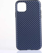 Voor iPhone 12 Max / 12 Pro Carbon Fiber Texture TPU beschermhoes (blauw)