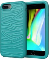 Voor iPhone SE （2020） Golfpatroon 3 in 1 siliconen + pc schokbestendig beschermhoes (donker zeegroen)