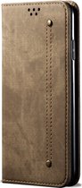 Samsung Galaxy S20 Hoesje - Mobigear - Denim Slim Serie - Kunstlederen Bookcase - Bruin - Hoesje Geschikt Voor Samsung Galaxy S20