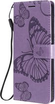 Sony Xperia 10 II Hoesje - Mobigear - Butterfly Serie - Kunstlederen Bookcase - Paars - Hoesje Geschikt Voor Sony Xperia 10 II