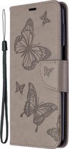 Mobigear Butterfly Bookcase Hoesje - Geschikt voor Xiaomi Redmi Note 9 Pro - Gsm case - Grijs