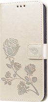 Xiaomi Redmi 7 Hoesje - Mobigear - Flowers Serie - Kunstlederen Bookcase - Goud - Hoesje Geschikt Voor Xiaomi Redmi 7