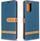 Voor Galaxy S20 Ultra Color Matching Denim Texture Horizontale Flip PU lederen tas met houder & kaartsleuven & portemonnee & Lanyard (donkerblauw)