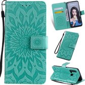 Geperst Printing Sunflower Pattern Horizontal Flip PU Leather Case for Huawei Nova 5i / P20 Lite (2019), with Holder & Card Slots & Wallet & Lanyard (Green)