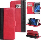 Voor Galaxy S7 Retro Texture Contrast Kleur Splicing Horizontaal Flip TPU + PU lederen tas met kaartsleuven & houder & portemonnee (rood)
