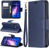 Voor huawei mate 30 pro retro lamsvel textuur pure kleur horizontale flip pu lederen case met houder & kaartsleuven & portemonnee & lanyard (blauw)